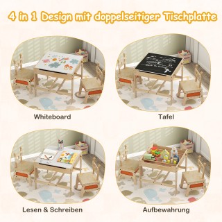 Costway Παιδικό Τραπέζι με 2 Καρέκλες σε Σχήμα Ρομπότ 4-σε-1 Δραστη...