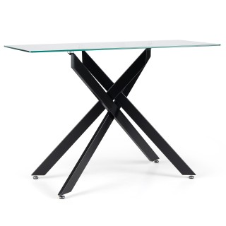 Costway Μοντέρνο Γυάλινο Τραπέζι με Διαφανή Επιφάνεια και Ανθεκτικά...