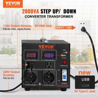 Μετασχηματιστής Τάσης VEVOR 2000W, Βαρέως Τύπου, CE Certified  DYZH...