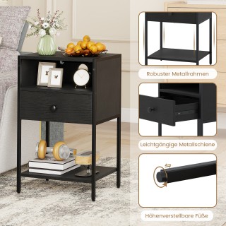 Costway Βοηθητικό Τραπεζάκι με Βιομηχανικό Στυλ και Σταθμό Φόρτισης...