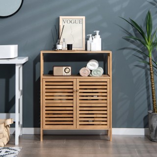 Costway Ντουλάπι Μπάνιου από Μπαμπού με Αποθηκευτικό Χώρο και Αφαιρ...