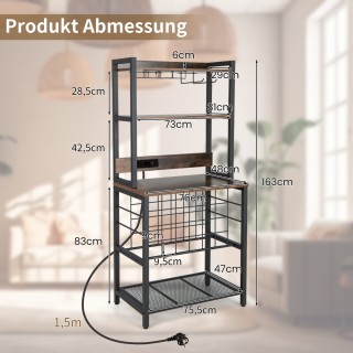 Costway Βιομηχανική ραφιέρα κρασιού με 4 επίπεδα για ποτήρια, 76 x ...