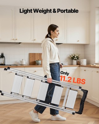 VEVOR Πτυσσόμενη Σκάλα Αλουμινίου 5 Σκαλοπατιών, 150 kg, Ασημί LHJB...