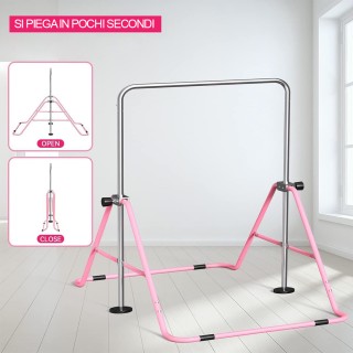 BAKAJI  Πτυσσόμενη Μπάρα Γυμναστικής και Χορού για Παιδιά από Ροζ Α...