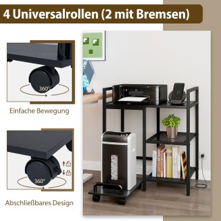 Costway Τριώροφη Κινητή Βάση Εκτυπωτή με Σταθμό Φόρτισης και Ράφια,...