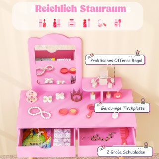 Costway Παιδικό Σετ Καλλωπισμού 2 σε 1: Τραπεζάκι Μακιγιάζ & Σκαμπό...