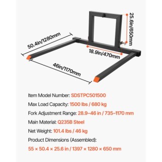 VEVOR Τρίποδη Πιρούνα Παλέτας, Βαρέος Τύπου, 680 kg, Συνολικό Μήκος... VEVOR Τρίποδη Πιρούνα Παλέτας, Βαρέος Τύπου, 680 kg, Συνολικό Μήκος...