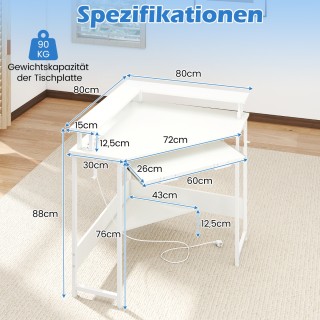 Costway Γραφείο Gaming με Φορτιστή, LED, Πληκτροθήκη και Βάση Οθόνη...