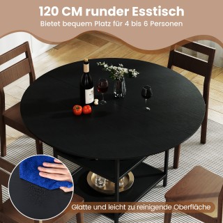 Costway Στρογγυλό Τραπέζι Φαγητού 120 εκ για 4-6 Άτομα με 2 Επίπεδα...