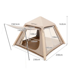 Costway Φουσκωτή Σκηνή Camping για 2-4 Άτομα με Αποσπώμενο Στέγαστρ...
