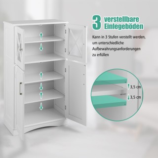 Costway Λευκό Ντουλάπι Μπάνιου με Διάφανες Γυάλινες Πόρτες - 60 x 3...