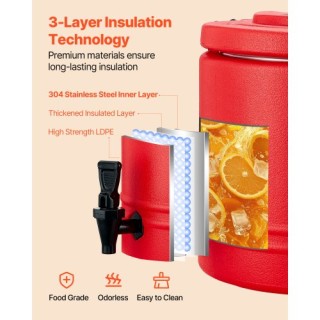 VEVOR Μονωμένος Διανομέας Ποτών 2.2 Gal/8L για Καυτά και Κρύα Ροφήμ...