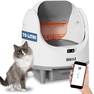 BAKAJI Μεγάλη Ανοιχτή Αυτοκαθαριζόμενη Λεκάνη Γάτας Smart Wifi με Ε...