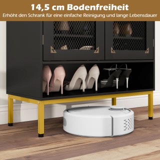 Costway Μοντέρνα Ξύλινη Παπουτσοθήκη με Πόρτες & Μεταλλικά Πόδια & ...