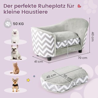 Costway  Άνετος Γκρι Καναπές για Γάτες με Αφαιρούμενο & Πλενόμενο Μ...