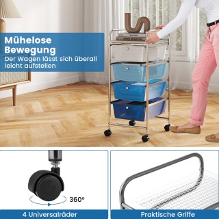 Costway Τροχήλατο Τρόλεϊ με 4 Αποσπώμενα Πλαστικά Συρτάρια Μπλε κα... Costway Τροχήλατο Τρόλεϊ με 4 Αποσπώμενα Πλαστικά Συρτάρια Μπλε κα...
