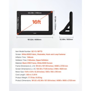 VEVOR Φουσκωτή Οθόνη Κινηματογράφου 16 ft 16:9 με Φορητή Τσάντα XCQ... VEVOR Φουσκωτή Οθόνη Κινηματογράφου 16 ft 16:9 με Φορητή Τσάντα XCQ...