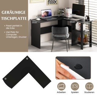 Γραφείο Υπολογιστή σε Σχήμα L 130 x 130 x 74 cm με Αποθηκευτικούς Χ...