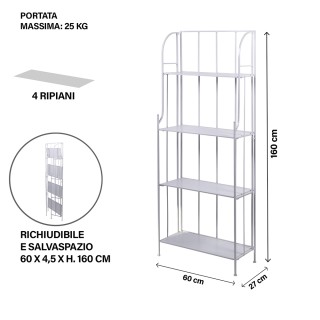 Galileo Ραφιέρα εξωτερικού χώρου 4 ραφιών 60 x 27 x 160 cm από σφυρ...