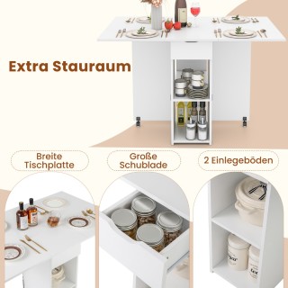 Πτυσσόμενο Τραπέζι Τροχήλατο με 2 Επιφάνειες Αποθήκευσης 120 x 72 x...