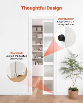 VEVOR Σετ Οδηγού Συρόμενης Πόρτας με Μηχανισμό Απαλού Κλεισίματος, ...