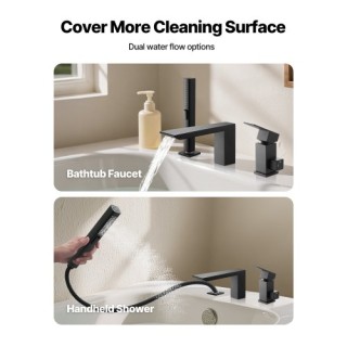 VEVOR Ρωμαϊκή Μπαταρία Μπανιέρας 3 Οπών σε Μαύρο Ματ με Ντουζιέρα D... VEVOR Ρωμαϊκή Μπαταρία Μπανιέρας 3 Οπών σε Μαύρο Ματ με Ντουζιέρα D...