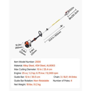 VEVOR Ασύρματο Κλαδευτικό Αλυσοπρίονο 25CC 2-Χρόνο με 8in Λάμα Κοπή... VEVOR Ασύρματο Κλαδευτικό Αλυσοπρίονο 25CC 2-Χρόνο με 8in Λάμα Κοπή...