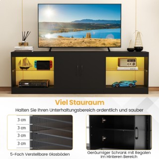 Costway Πολυλειτουργική Τηλεοπτική Βάση με LED Φωτισμό & Ρυθμιζόμεν...