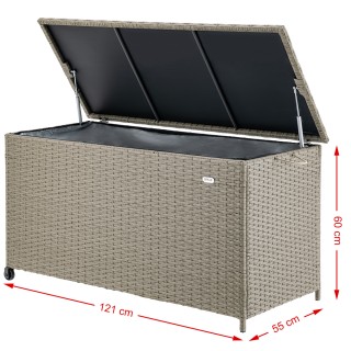 BAKAJI  Κουτί Αποθήκευσης Κήπου Πολυρατάν Αδιάβροχο με 2 Ρόδες Κρέμ...