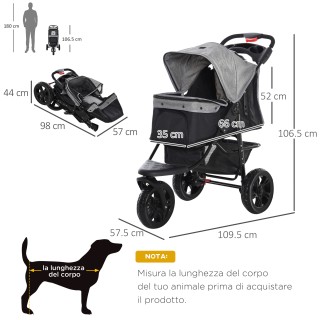 PawHut Πτυσσόμενο καρότσι σκύλου με 3 ρόδες με φρένο, καλάθι αποθήκ... PawHut Πτυσσόμενο καρότσι σκύλου με 3 ρόδες με φρένο, καλάθι αποθήκ...
