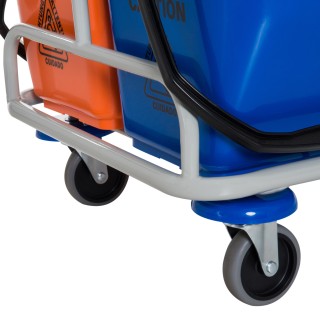 Homcom Professional Cleaning Cart with 4 Bucket Wheels Canvas Bag, ...