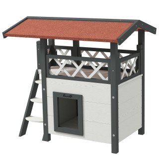 PawHut Outdoor Cat House με Βεράντα και Ξύλινη Σκάλα, 77x50x73cm, Λ... PawHut Outdoor Cat House με Βεράντα και Ξύλινη Σκάλα, 77x50x73cm, Λ...