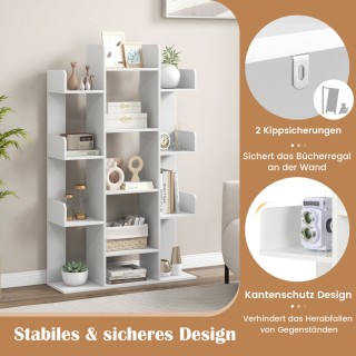 Costway Διακοσμητική Βιβλιοθήκη Δέντρου με 13 Ράφια και Αντιολισθητ...