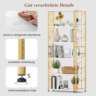 Costway 6-Επίπεδο Γεωμετρικό Βιβλιοθήκη με Μεταλλικό Πλαίσιο 80 x 3...