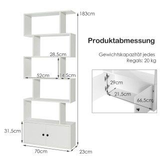 Costway S-Σχήματος Βιβλιοθήκη με Ντουλάπι - Μοντέρνος Σχεδιασμός κ... Costway S-Σχήματος Βιβλιοθήκη με Ντουλάπι - Μοντέρνος Σχεδιασμός κ...
