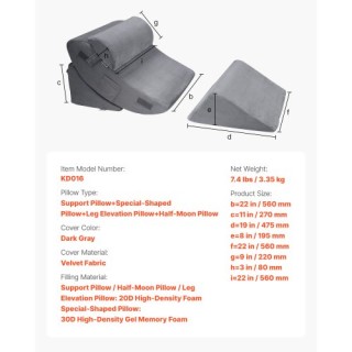 VEVOR Ορθοπεδικό Μαξιλάρι Σφήνα 4 Τμχ για Ύπνο GERD XXZKDJXXZ4JTW53...