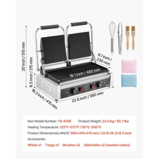 VEVOR Επαγγελματική Τοστιέρα Πρέσα Σάντουιτς Γκριλ Πλάκα 48x23cm SY... VEVOR Επαγγελματική Τοστιέρα Πρέσα Σάντουιτς Γκριλ Πλάκα 48x23cm SY...