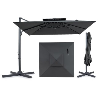 Costway Κρεμαστή τετράγωνη ομπρέλα κήπου 300 x 300 cm με ποδοπεντάλ...