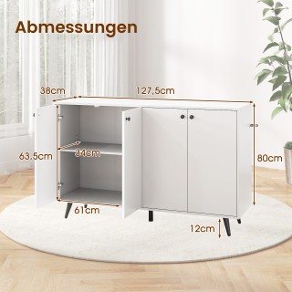 Costway  Λευκή Ξύλινη Ντουλάπα με 4 Πόρτες και Ρυθμιζόμενα Ράφια - ...