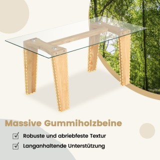 Costway Γυάλινο Τραπεζάκι Σαλονιού με Ξύλινα Πόδια από Καουτσουκόδε... Costway Γυάλινο Τραπεζάκι Σαλονιού με Ξύλινα Πόδια από Καουτσουκόδε...