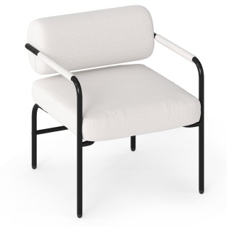 Costway Λευκή Μοντέρνα Επενδυμένη Πολυθρόνα με Μπράτσα JV12786WH