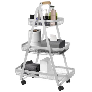 BAKAJI Πολυχρηστικό Καρότσι Αισθητικού με Ρόδες, Λευκό Καροτσάκι μ... BAKAJI Πολυχρηστικό Καρότσι Αισθητικού με Ρόδες, Λευκό Καροτσάκι μ...