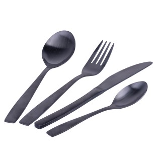 Galileo Σετ 16 μαύρα σατινέ μαχαιροπίρουνα από ανοξείδωτο ατσάλι 18...