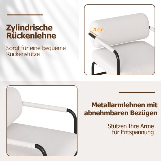 Costway Λευκή Μοντέρνα Επενδυμένη Πολυθρόνα με Μπράτσα JV12786WH Costway Λευκή Μοντέρνα Επενδυμένη Πολυθρόνα με Μπράτσα JV12786WH