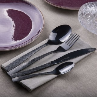 Galileo Σετ 24 μαχαιροπίρουνα από μαύρο γυαλιστερό ανοξείδωτο ατσάλ...