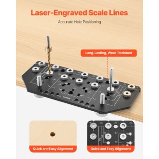 VEVOR Δίδυμο Εργαλείο Ρυθμιζόμενης Διάτρησης Ραφιών & Μεντεσέδων Αλ...