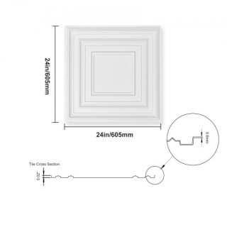 VEVOR Πλακάκια Οροφής 12τμχ 24x24in PVC Εύκολη Εγκατάσταση Λευκός Σ...