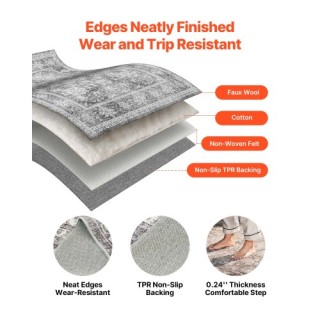 VEVOR Μεγάλο Χαλί 8x10 ft Αντιολισθητικό και Ανθεκτικό στη Φθορά Vi...