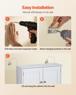 VEVOR Δίφυλλη Ντουλάπα Τοίχου Μπάνιου με Ρυθμιζόμενο Ράφι, 23x8x27 ...