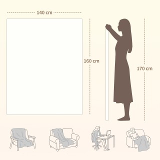 HOMCOM Ηλεκτρική Κουβέρτα 160x140 cm με 5 Επίπεδα Θερμότητας και 2 ...